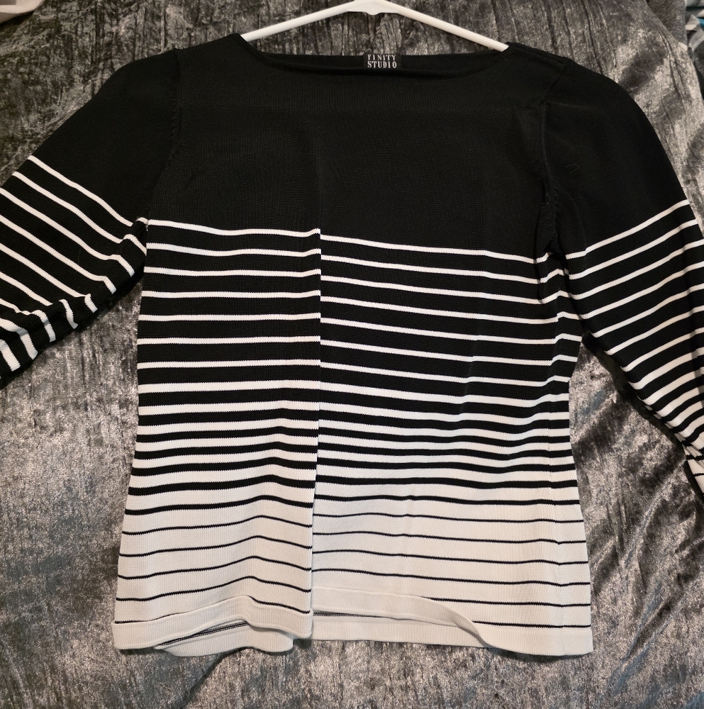 Elegant Black and White Striped Long Sleeve Tee - Picture 1 of 3